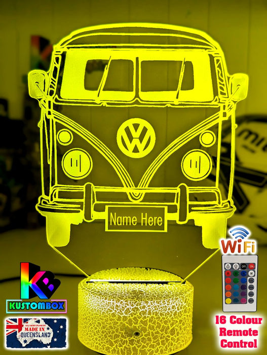 VW Kombi Van Front Personalised Name 3D LED Night Light Lamp - KustomboxNight Lights & Ambient LightingKustomboxStandard Light - No Name