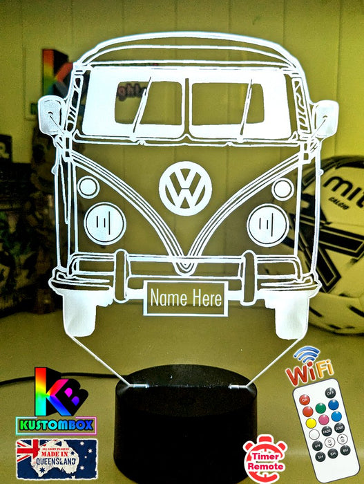 VW Kombi Van Front Personalised Name 3D LED Night Light Lamp - KustomboxNight Lights & Ambient LightingKustomboxStandard Light - No Name