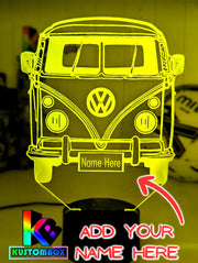 VW Kombi Van Front Personalised Name 3D LED Night Light Lamp - KustomboxNight Lights & Ambient LightingKustomboxStandard Light - No Name