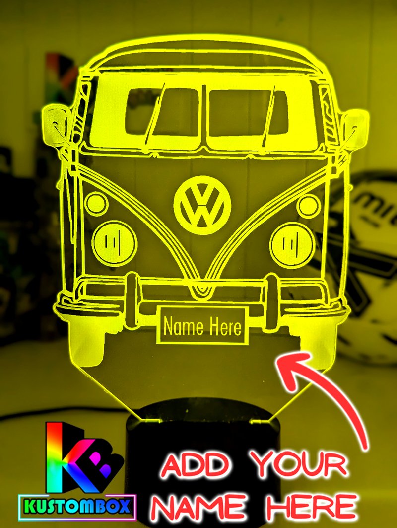 VW Kombi Van Front Personalised Name 3D LED Night Light Lamp - KustomboxNight Lights & Ambient LightingKustomboxStandard Light - No Name