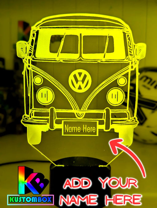 VW Kombi Van Front Personalised Name 3D LED Night Light Lamp - KustomboxNight Lights & Ambient LightingKustomboxStandard Light - No Name