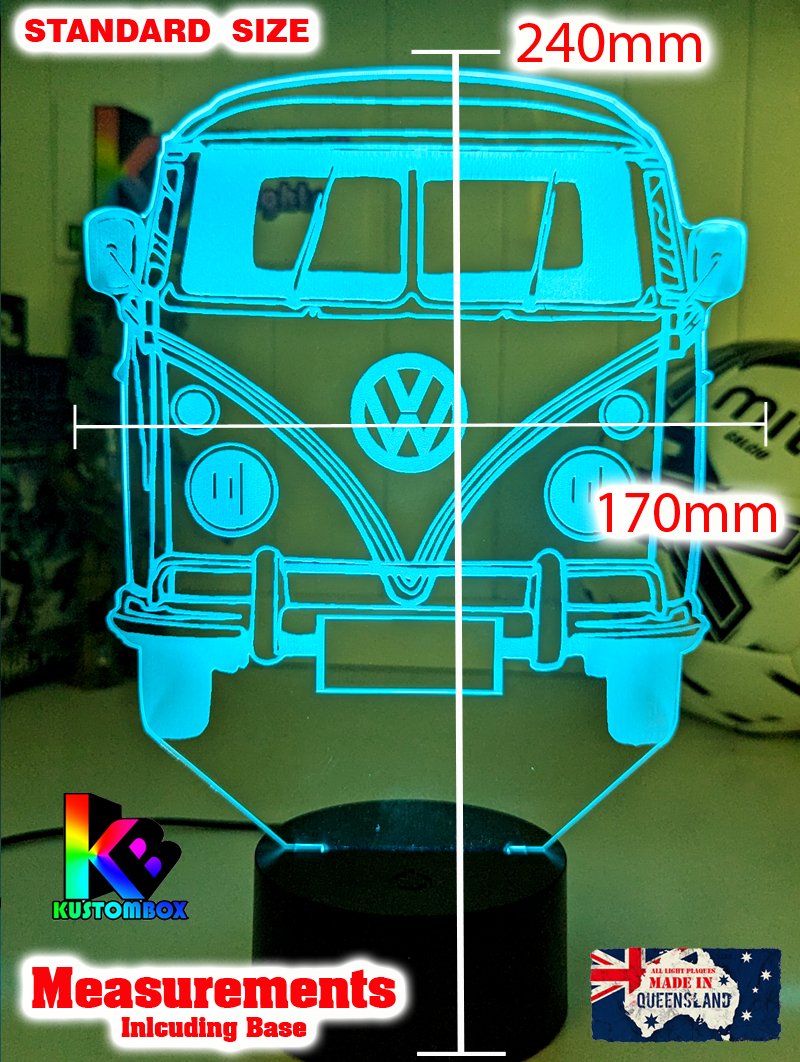 VW Kombi Van Front Personalised Name 3D LED Night Light Lamp - KustomboxNight Lights & Ambient LightingKustomboxStandard Light - No Name