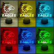WEST COAST EAGLES Australian Football Club 3D LED Night Light Lamp black base colour collage