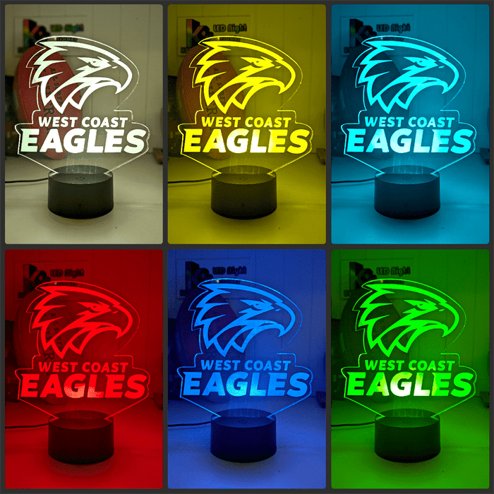 WEST COAST EAGLES Australian Football Club 3D LED Night Light Lamp - KustomboxNight Lights & Ambient LightingKustomboxStandard Size