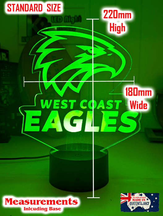 WEST COAST EAGLES Australian Football Club 3D LED Night Light Lamp - KustomboxNight Lights & Ambient LightingKustomboxStandard Size