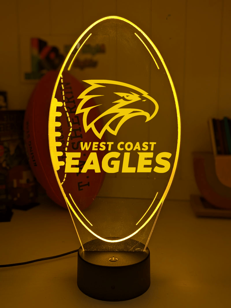 West Coast Eagles 3D LED ball night light – 16-colour remote lamp for kids, bar or mancave.