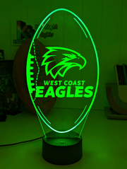 West Coast Eagles 3D LED lamp with custom name and 16-colour glow lamp