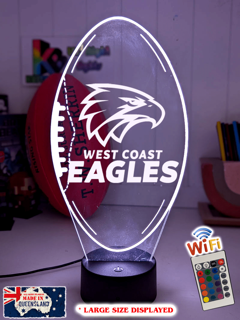 West Coast Eagles 3D LED night lamp in gift box – perfect personalised AFL fan gift.