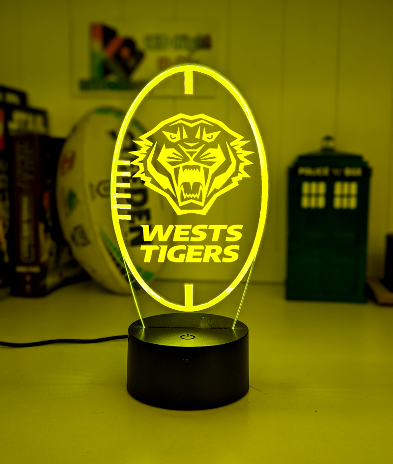 West Tigers Personalised Ball Shaped 3D LED Night Light Logo Custom Name Lamp