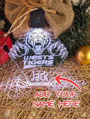 West Tigers Football Personalised Christmas Bauble 3D LED Light Decoration - KustomboxNight Lights & Ambient LightingKustomboxBauble - No Name