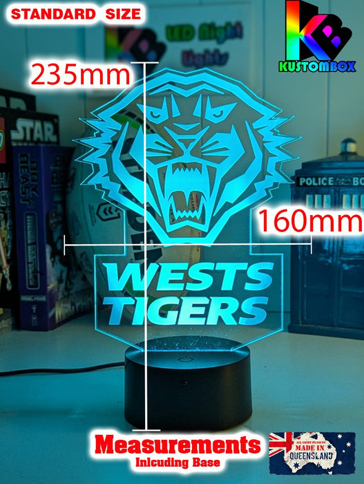 WEST TIGERS Rugby League Football Club 3d LED Night Light Lamp - KustomboxNight Lights & Ambient LightingKustomboxStandard Size