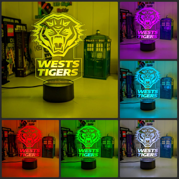 WEST TIGERS Rugby League Football Club 3d LED Night Light Lamp - KustomboxNight Lights & Ambient LightingKustomboxStandard Size