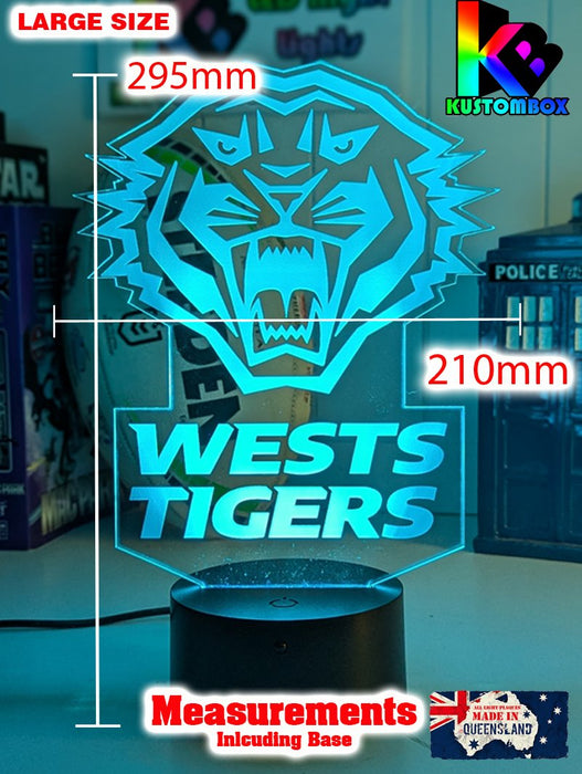 WEST TIGERS Rugby League Football Club 3d LED Night Light Lamp - KustomboxNight Lights & Ambient LightingKustomboxStandard Size