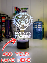 WEST TIGERS Rugby League Football Club 3d LED Night Light Lamp - KustomboxNight Lights & Ambient LightingKustomboxStandard Size