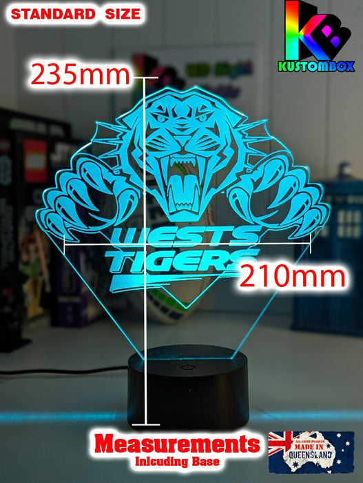 WEST TIGERS Rugby League Football Club LED Night Light - KustomboxNight Lights & Ambient LightingKustomboxStandard Size