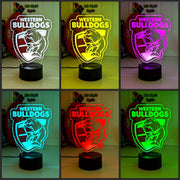 WESTERN BULLDOGS Australian Football Club 3D LED Night Light black base collage colour changing lamp