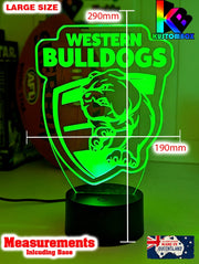 Western Bulldogs3D LED lamp with 16-colour remote control – adjustable brightness and fade. Large Size lamp 