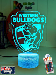 WESTERN BULLDOGS Australian Football Club 3D LED Night Light white crackle base