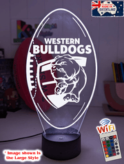 Western Bulldogs3D LED lamp with 16-colour remote control – adjustable brightness and fade.