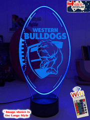 Western Bulldogs 3D LED lamp with custom name and 16-colour glow.