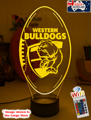 Western Bulldogs 3D LED ball light – AFL team décor for man caves, bars or fan spaces.
