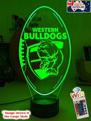 Western Bulldogs 3D LED ball night light – 16-colour remote lamp for kids, bar or mancave.