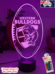 Western Bulldogs 3D LED night light glowing softly in a child’s room
