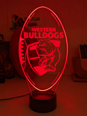Western Bulldogs 3D LED night lamp in gift box – perfect personalised AFL fan gift.