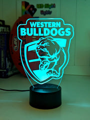 Western Bulldogs 3D LED lamp with 16-colour light modes and remote.