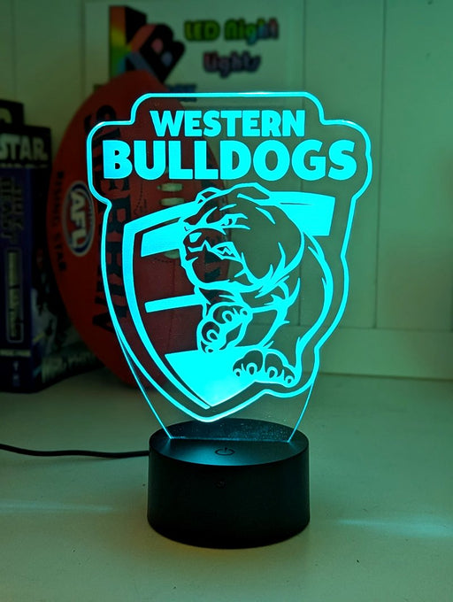 Western Bulldogs 3D LED lamp with 16-colour light modes and remote.
