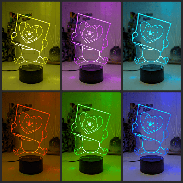 Winnie the Pooh Bear Love Frame 3D LED Night Light Lamp - KustomboxNight Lights & Ambient LightingKustomboxStandard Size