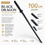 Wooden Bokken & Timber Katana Training Swords - Kustomboxwooden training swordKustombox100cmDragon EngravedBlack