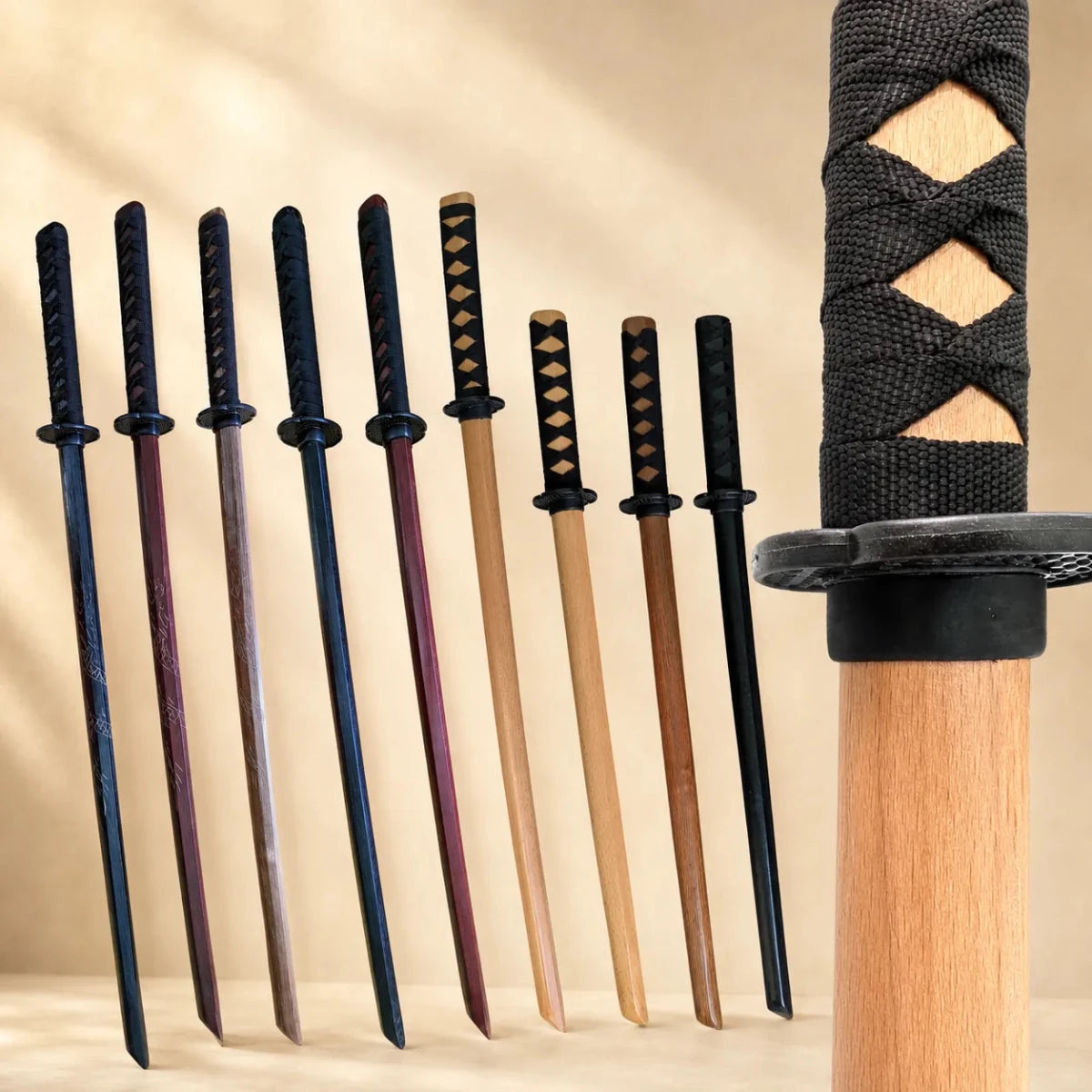 Wooden Daito Bokken Kendo Samurai Katana Practice Training Sword - Kustomboxwooden training swordKustomboxPlain Black 80cm