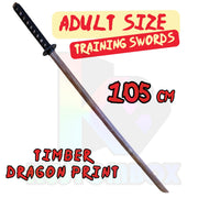Wooden Training Sword Datio Bokken Kendo Samurai Katana Practice Sticks 101cm NEW - Kustomboxwooden training swordKustomboxPlain Black 80cm