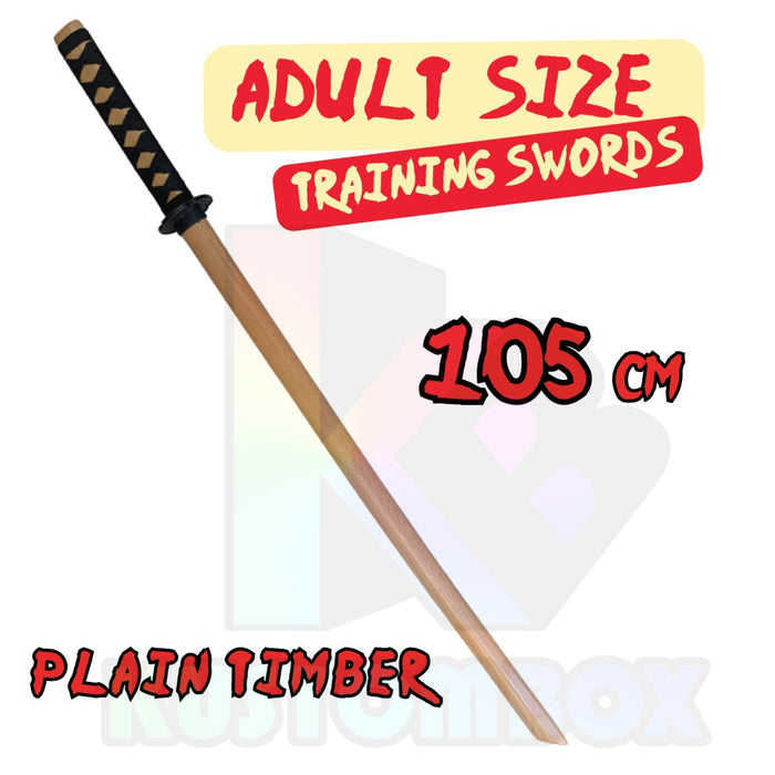 Wooden Training Sword Datio Bokken Kendo Samurai Katana Practice Sticks 101cm NEW - Kustomboxwooden training swordKustomboxPlain Black 80cm