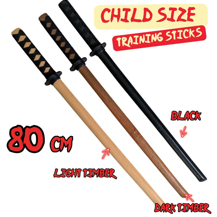 Wooden Training Sword Datio Bokken Kendo Samurai Katana Practice Sticks 101cm NEW - Kustomboxwooden training swordKustomboxPlain Black 80cm