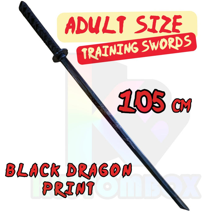 Wooden Training Sword Datio Bokken Kendo Samurai Katana Practice Sticks 101cm NEW - Kustomboxwooden training swordKustomboxPlain Black 80cm