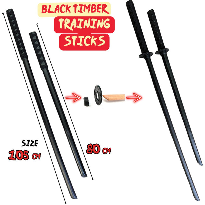 Wooden Training Sword Datio Bokken Kendo Samurai Katana Practice Sticks 101cm NEW - Kustomboxwooden training swordKustomboxPlain Black 80cm