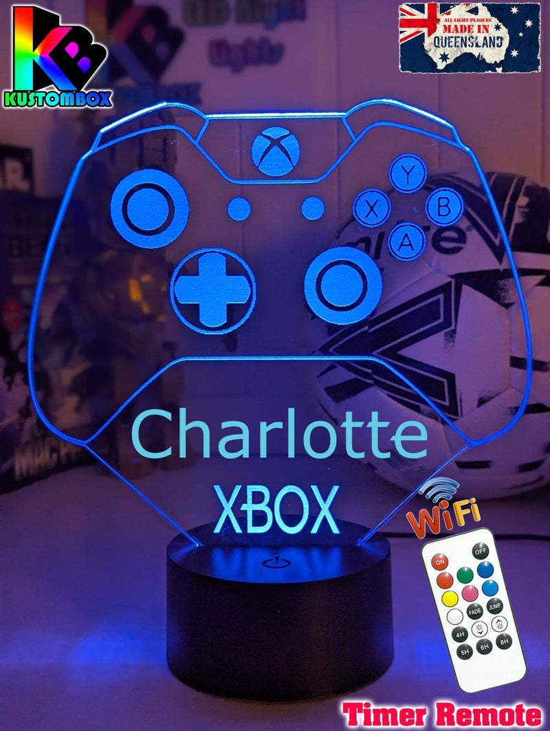 Xbox Game Controller Personalised Name - 3D LED Night Light 7 Colours Childrens Room - KustomboxNight Lights & Ambient LightingKustomboxStandard SizeWhite Crack Base