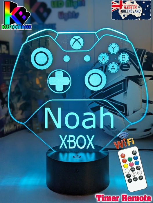 Xbox Game Controller Personalised Name - 3D LED Night Light 7 Colours Childrens Room - KustomboxNight Lights & Ambient LightingKustomboxStandard SizeWhite Crack Base