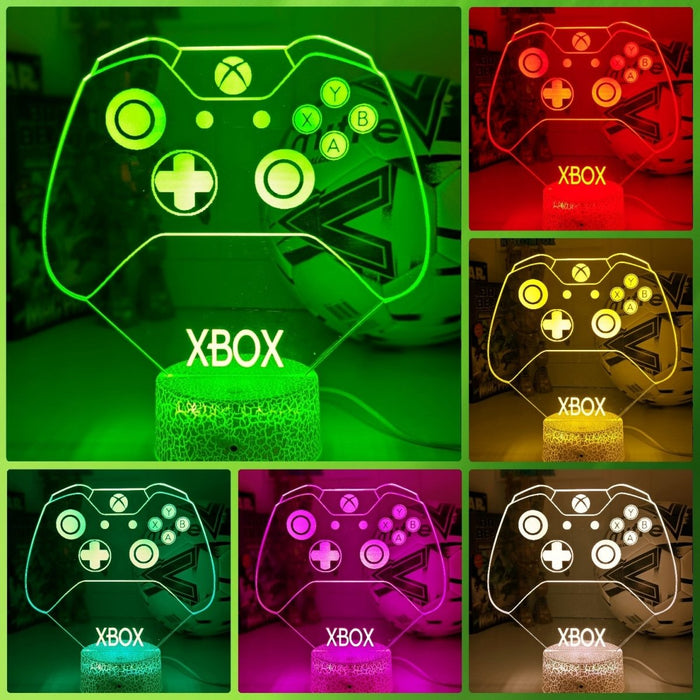 Xbox Game Controller Personalised Name - 3D LED Night Light 7 Colours Childrens Room - KustomboxNight Lights & Ambient LightingKustomboxStandard SizeWhite Crack Base