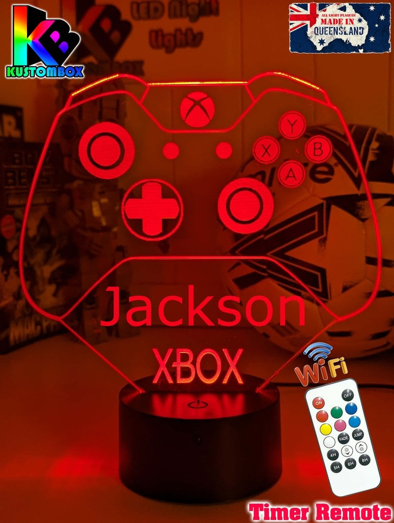 Xbox Game Controller Personalised Name - 3D LED Night Light 7 Colours Childrens Room - KustomboxNight Lights & Ambient LightingKustomboxStandard SizeWhite Crack Base