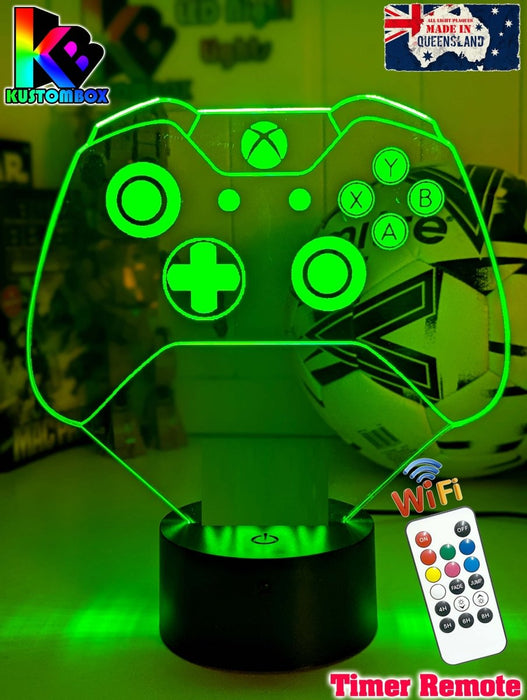 Xbox Game Controller Personalised Name - 3D LED Night Light 7 Colours Childrens Room - KustomboxNight Lights & Ambient LightingKustomboxStandard SizeBlack Base