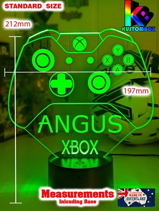 Xbox Game Controller Personalised Name - 3D LED Night Light 7 Colours Childrens Room - KustomboxNight Lights & Ambient LightingKustomboxStandard SizeBlack Base