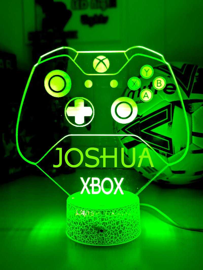 Xbox Game Controller Personalised Name - 3D LED Night Light 7 Colours Childrens Room - KustomboxNight Lights & Ambient LightingKustomboxStandard SizeWhite Crack Base