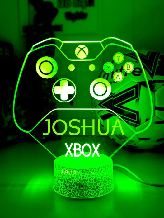 Xbox Game Controller Personalised Name - 3D LED Night Light 7 Colours Childrens Room - KustomboxNight Lights & Ambient LightingKustomboxStandard SizeWhite Crack Base