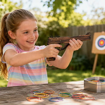 Revolver Pistol Wooden Rubber Band Hand Gun Classic Wooden Toy