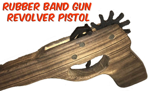 2 x Rubber Band Timber Revolver Pistol Gun Launcher Wooden Toy BRAND NEW - KustomboxToys & GamesKustomboxRifle