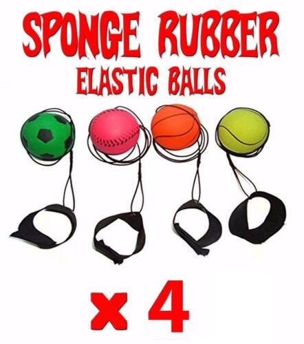 4 x SPONGE RUBBER HIGH BOUNCE RETURN BALL Wrist Strap Elastic String HOT - KustomboxToys & GamesKustomboxset of 4