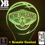 New Orleans Pelicans logo LED night light with engraved name option and colour-changing effects